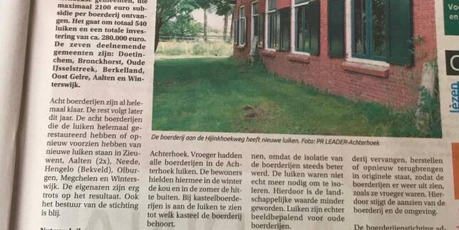 Achterhoek Nieuws: Luikenproject voor Achterhoekse historische boerderijen goed op dreef
